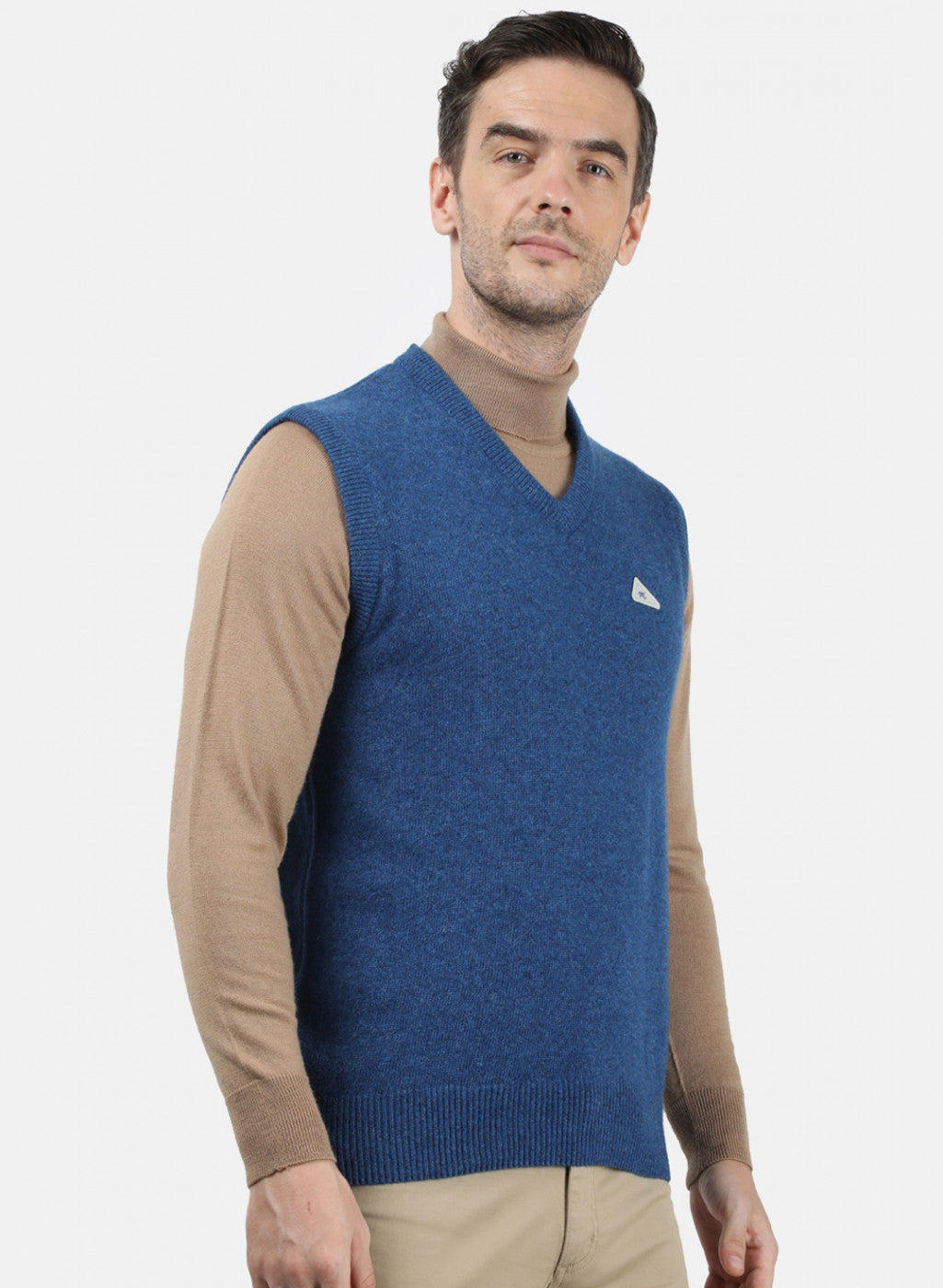 Men Blue Solid Sweater