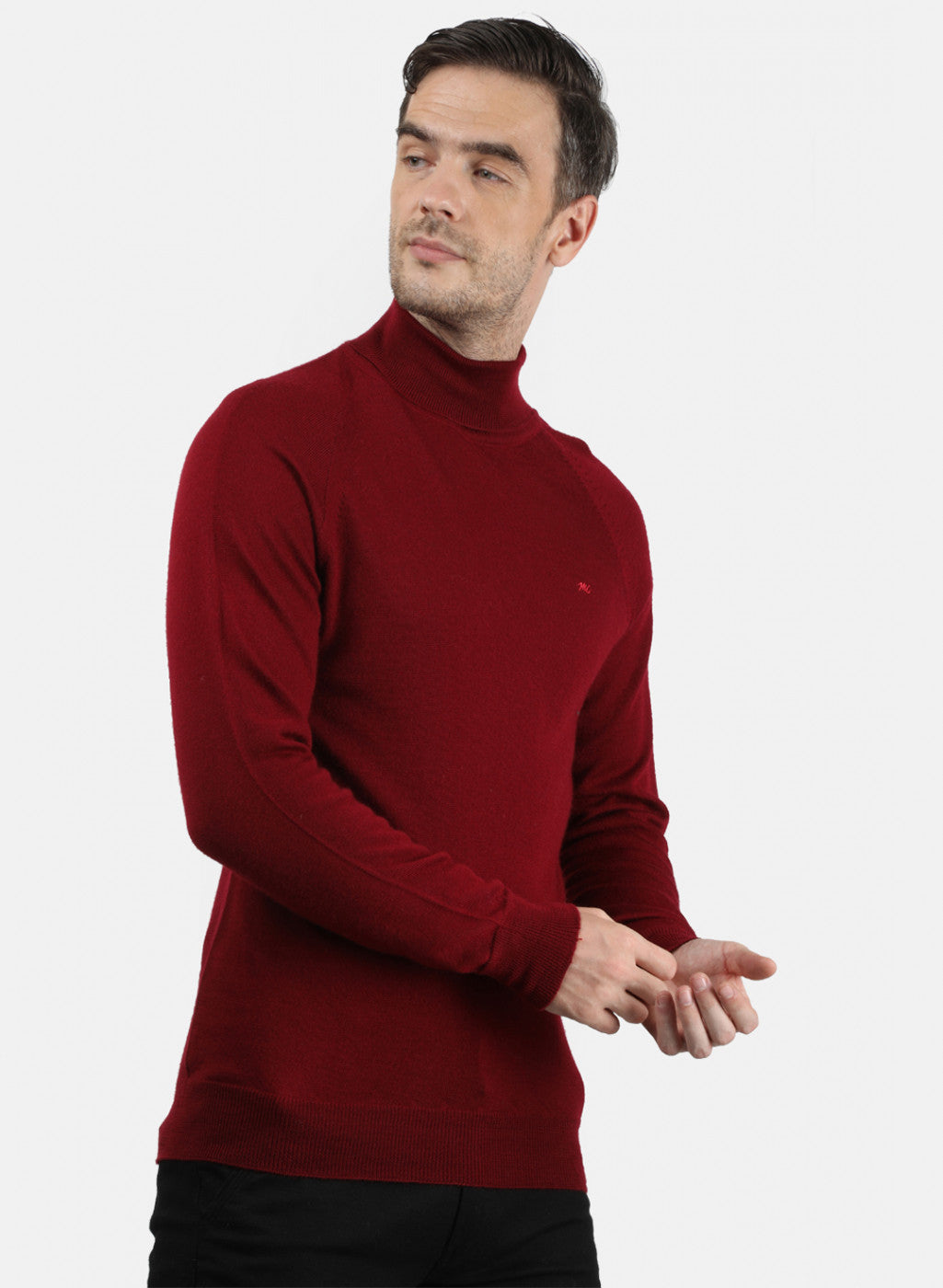 Men Maroon Solid Pullover