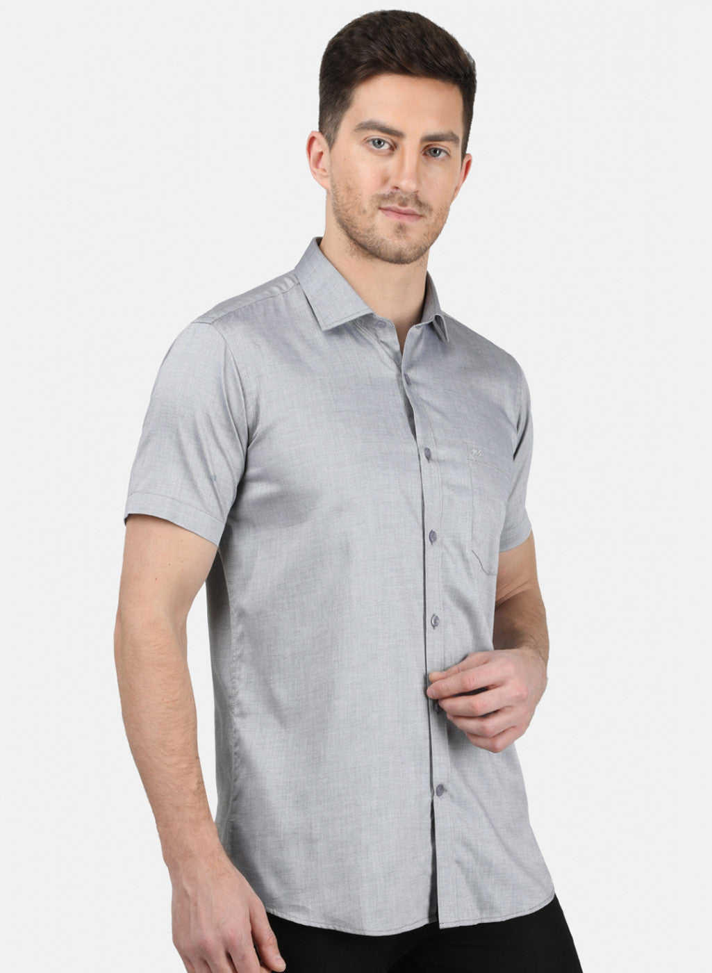 Mens Grey Printed Shirt