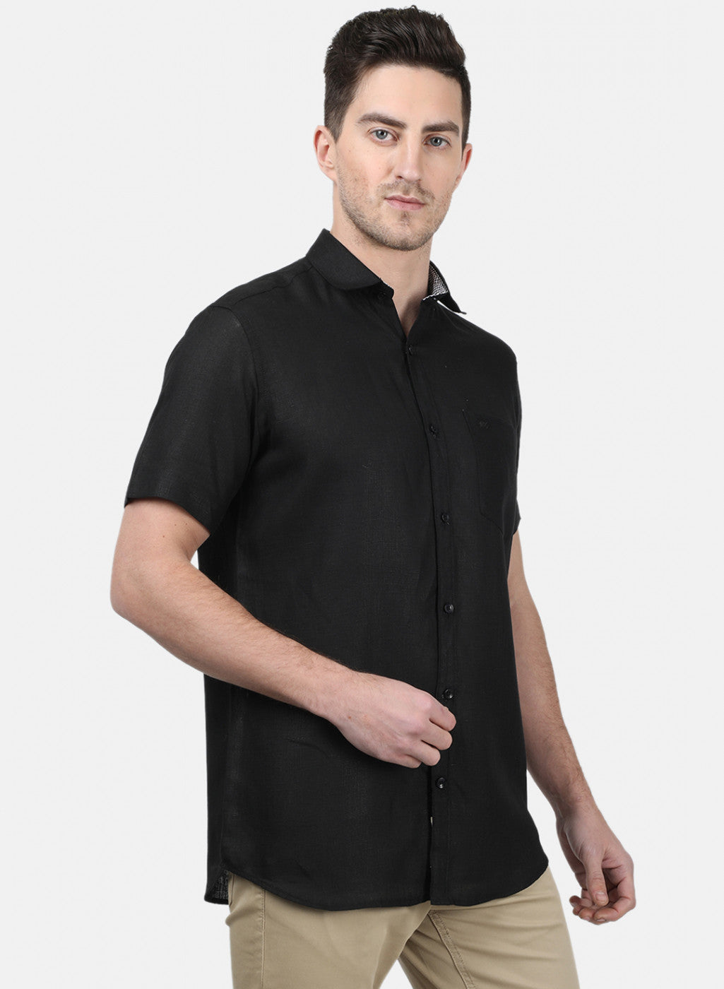 Mens Black Solid Shirts