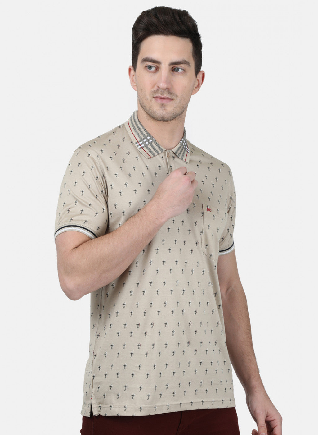 Mens Beige Printed T-Shirt