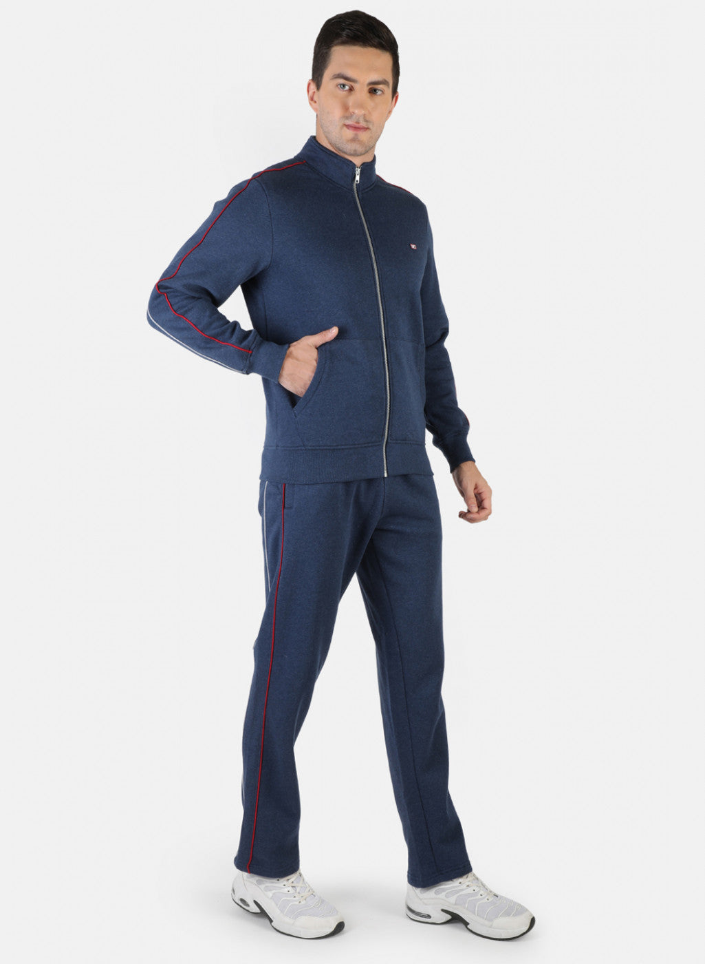 Men NAvy Blue Plain Tracksuit