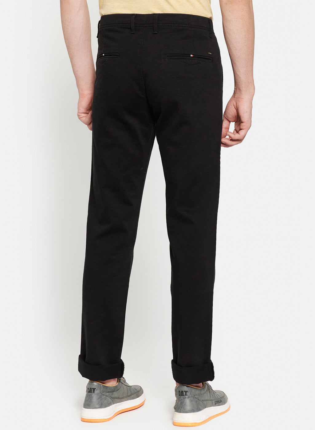 Mens Black Self Trouser