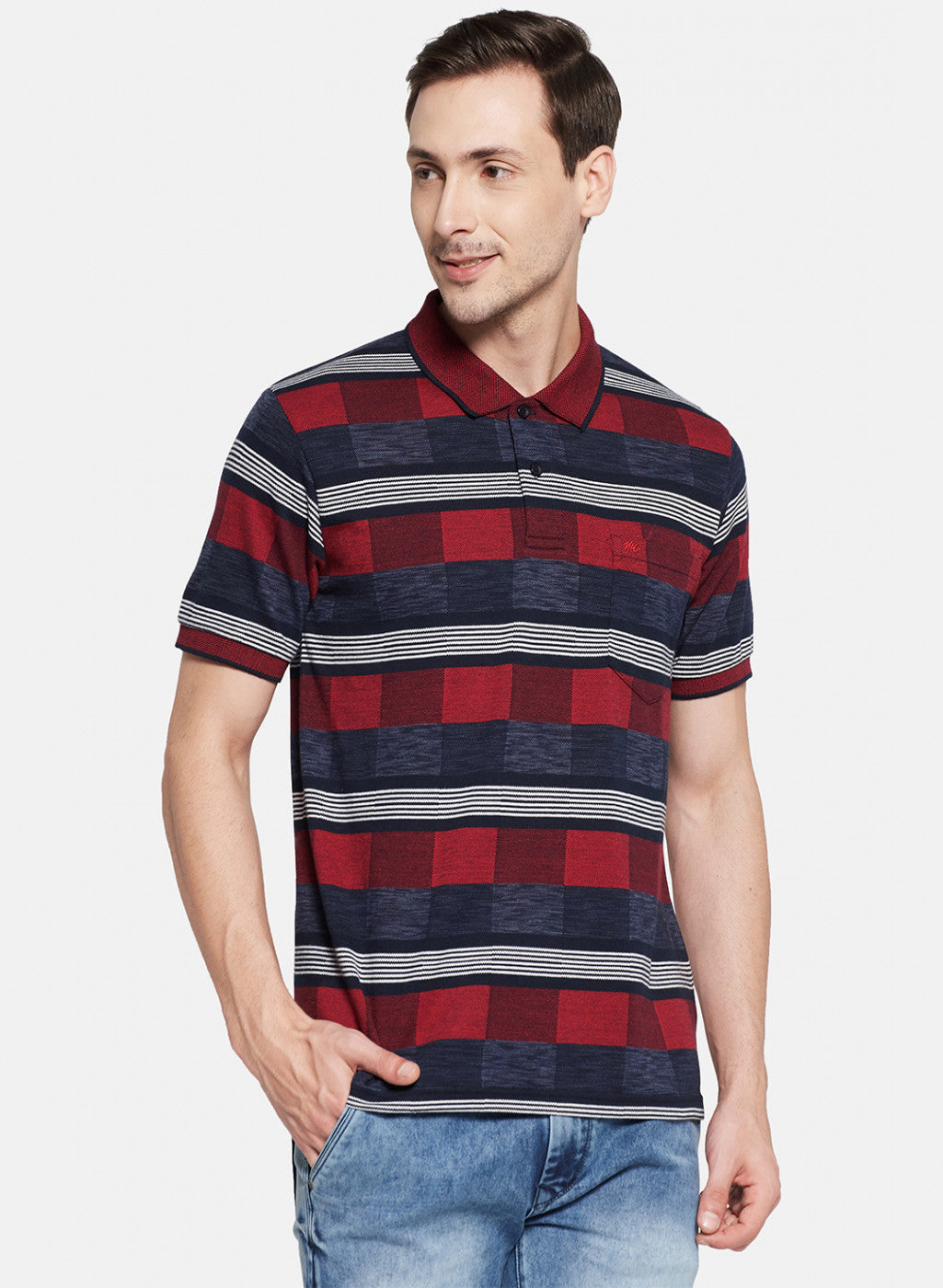 Mens Maroon Stripe T-Shirt