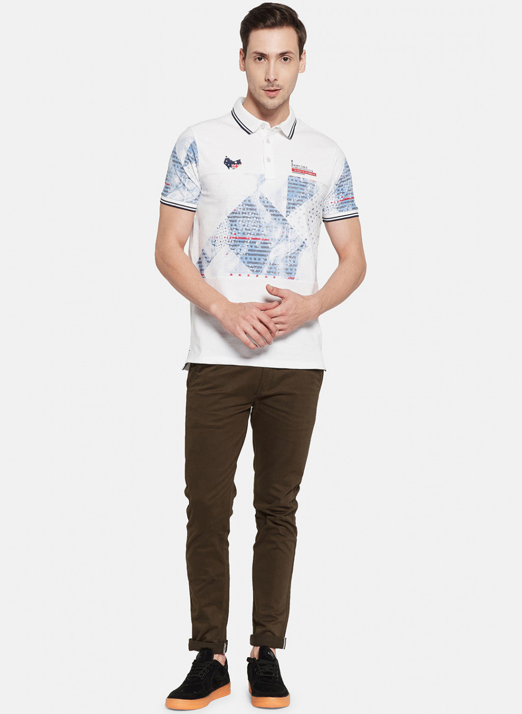 Mens White Printed T-Shirt