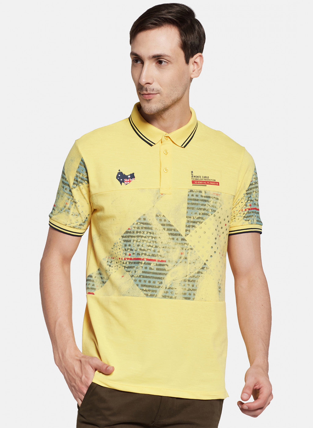 Mens Yellow Printed T-Shirt