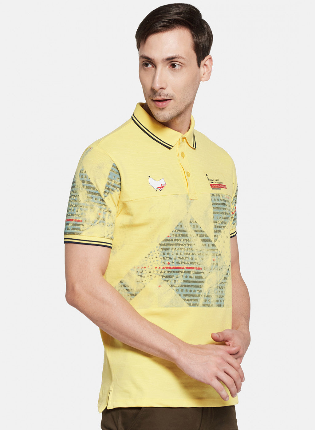 Mens Yellow Printed T-Shirt