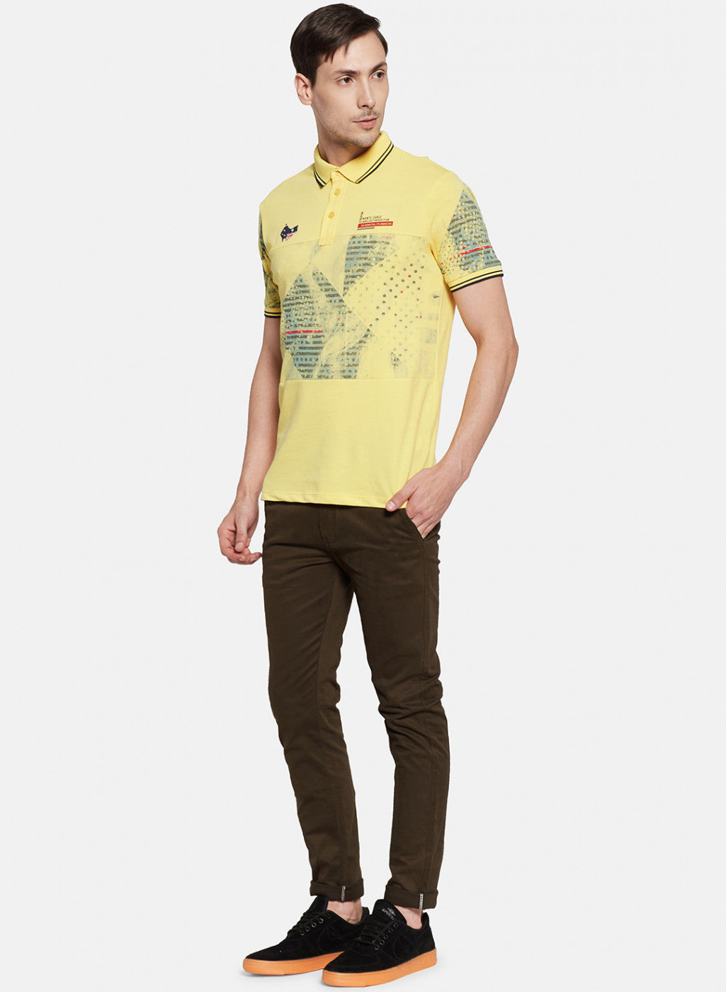 Mens Yellow Printed T-Shirt