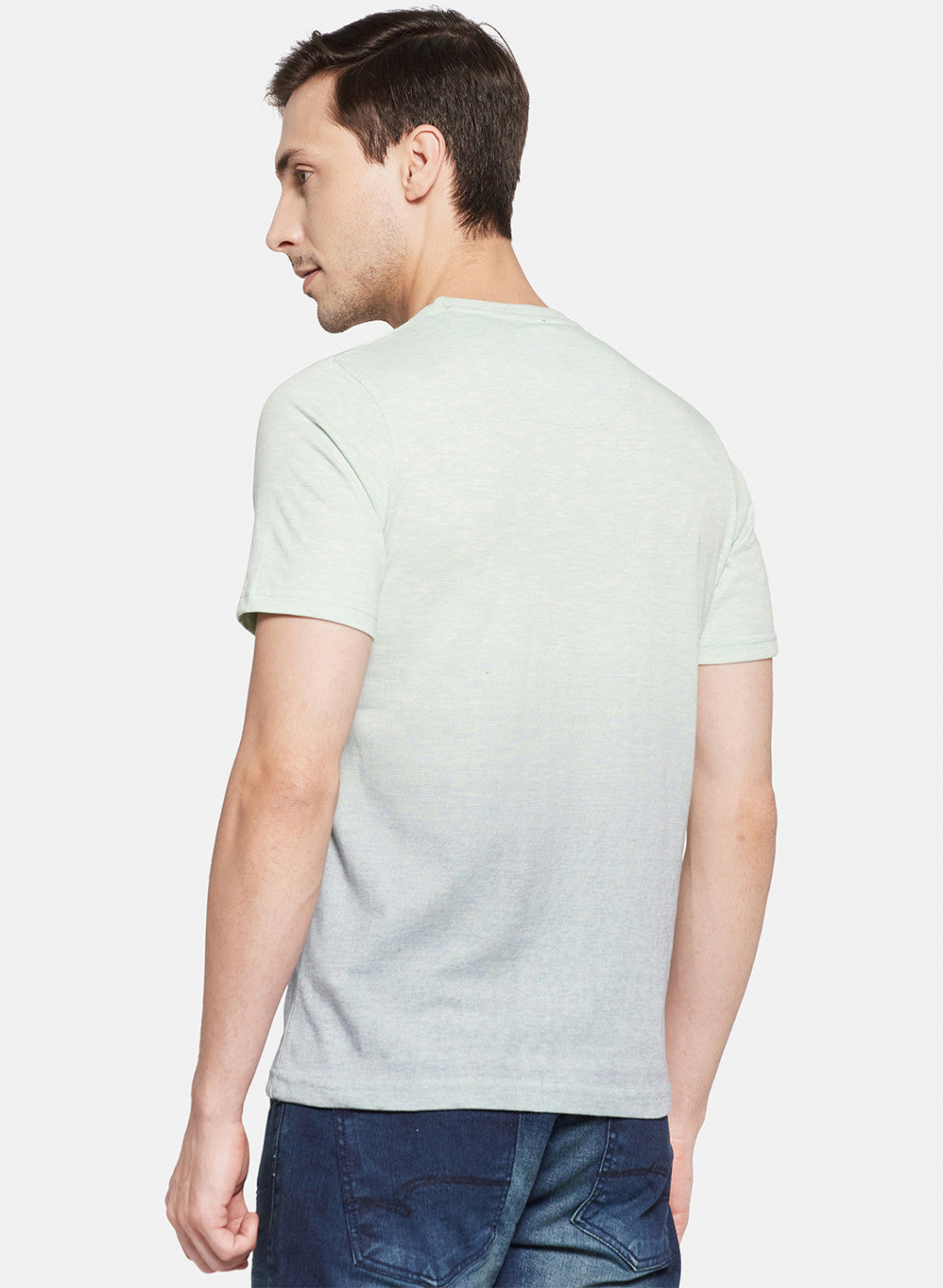 Mens Light Green Printed T-Shirt