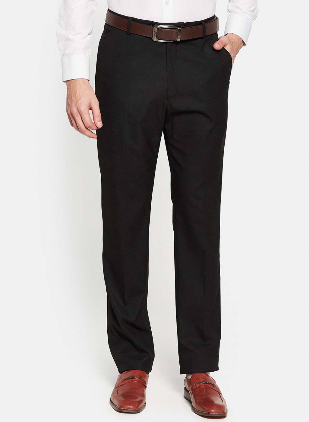 Mens Black Plain Trouser