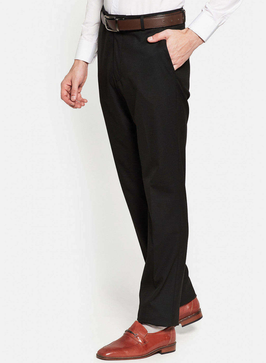 Mens Black Plain Trouser