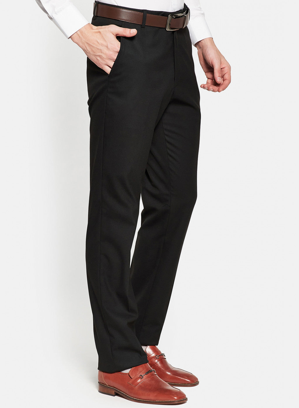 Mens Black Plain Trouser