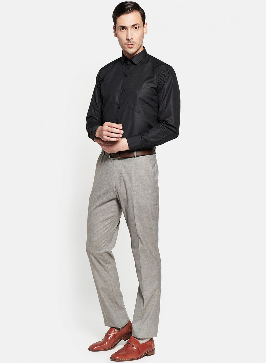 Mens Grey Plain Trouser