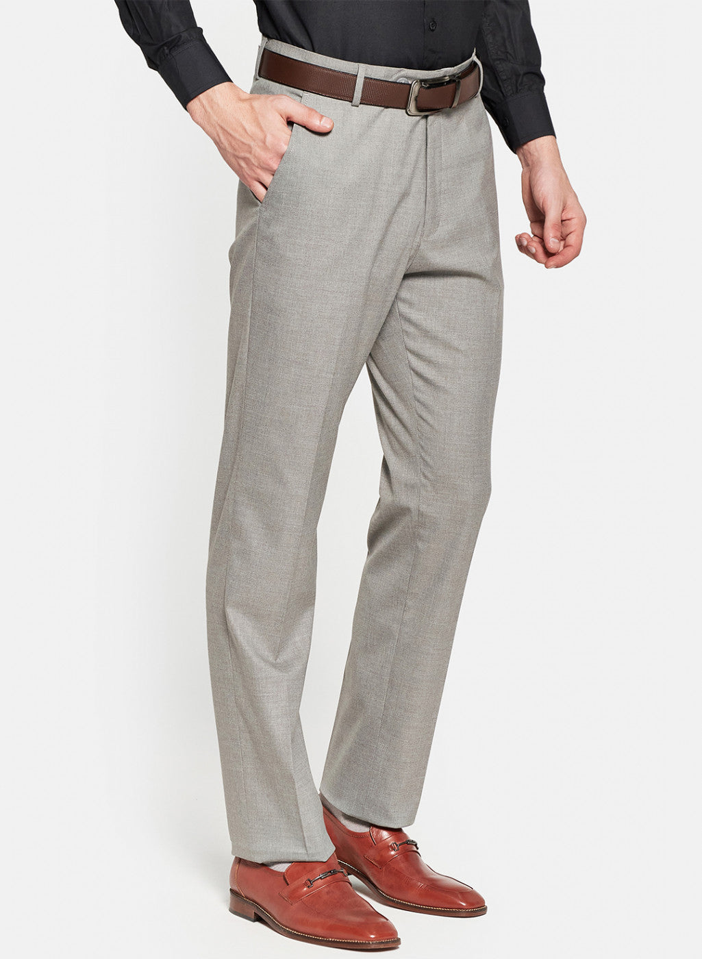 Mens Grey Plain Trouser