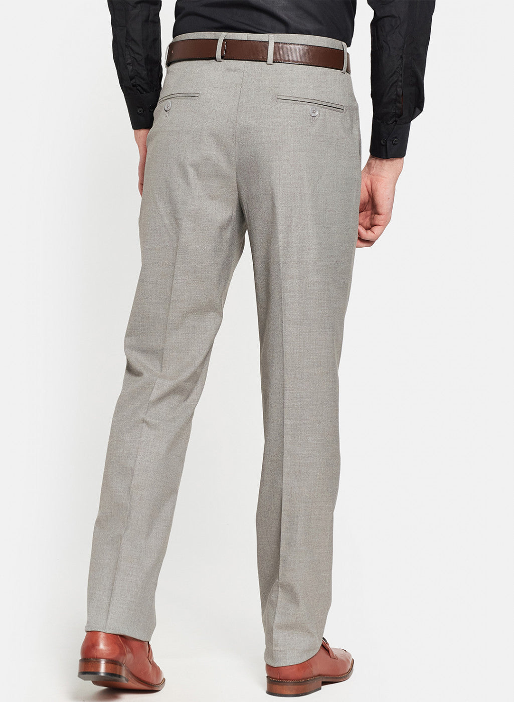 Mens Grey Plain Trouser