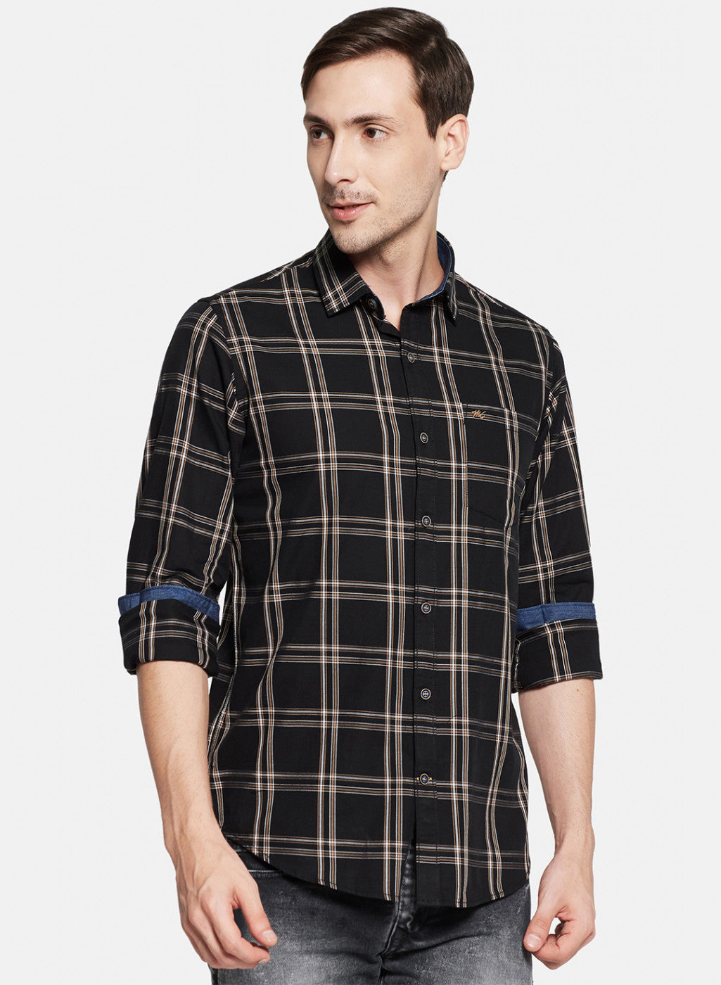 Mens Black Check Shirt