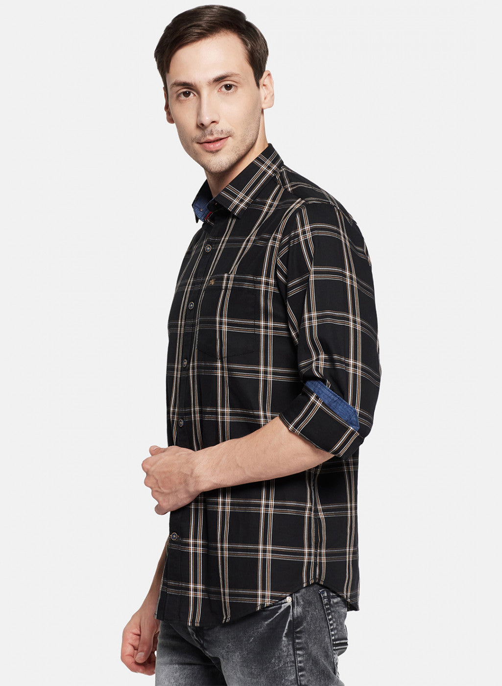 Mens Black Check Shirt