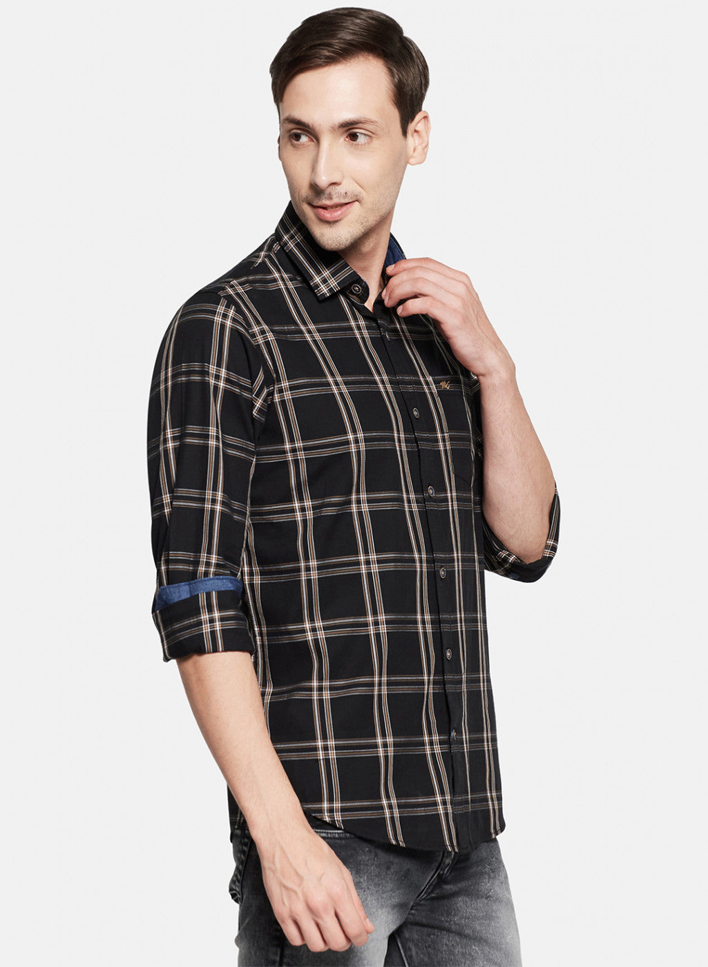 Mens Black Check Shirt