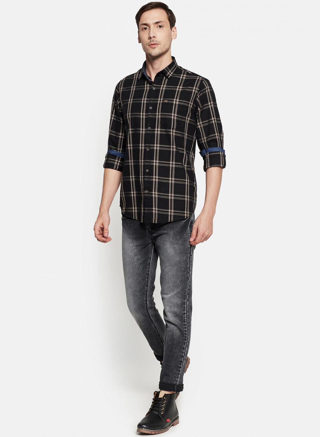 Mens Black Check Shirt