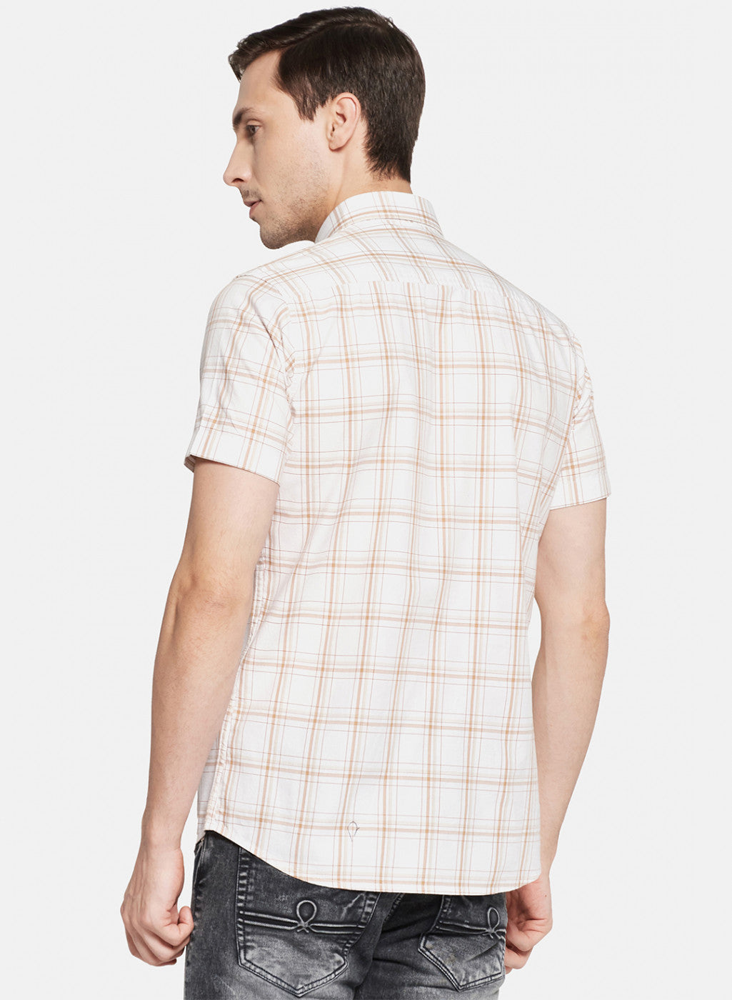 Mens White Check Shirt