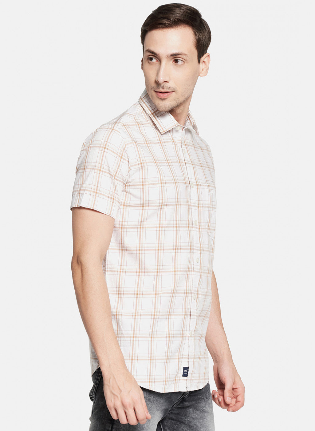 Mens White Check Shirt