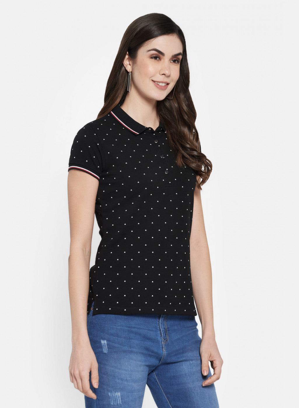 Womens Black Printed T-Shirt