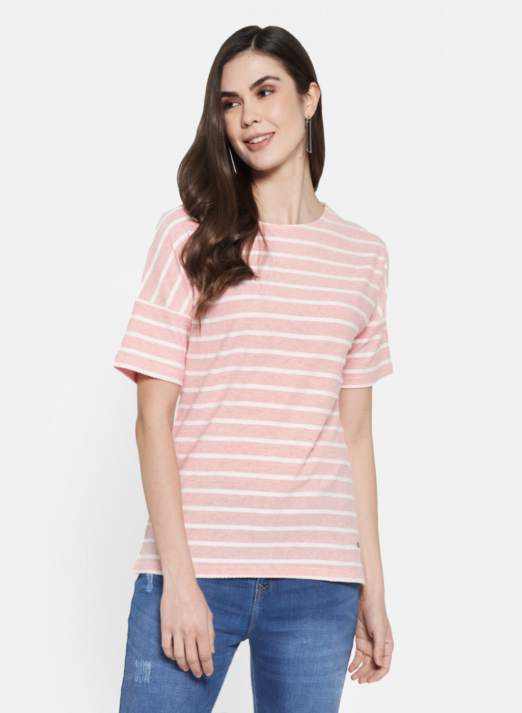 Womens Pink Jaquard Top