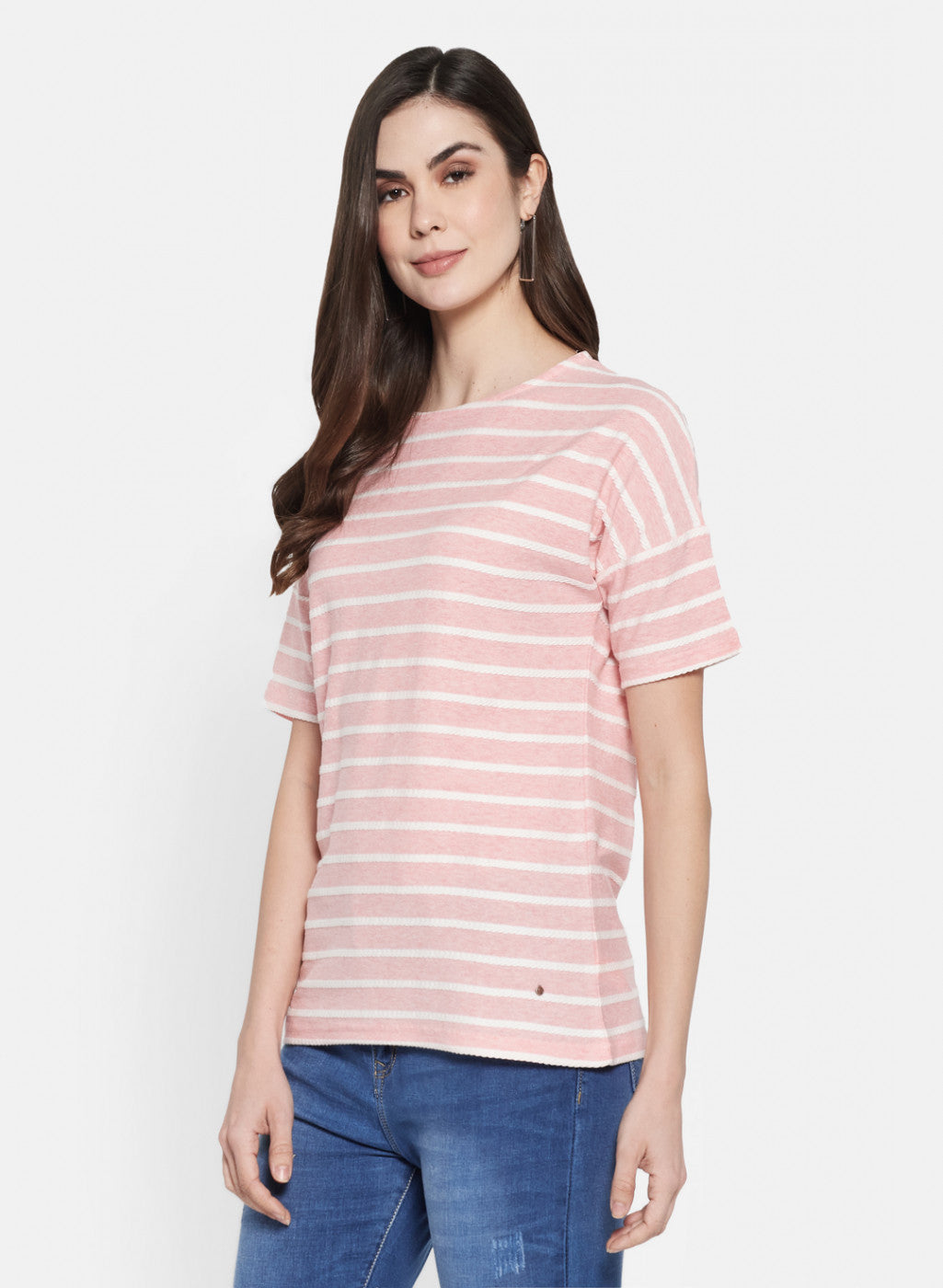 Womens Pink Jaquard Top