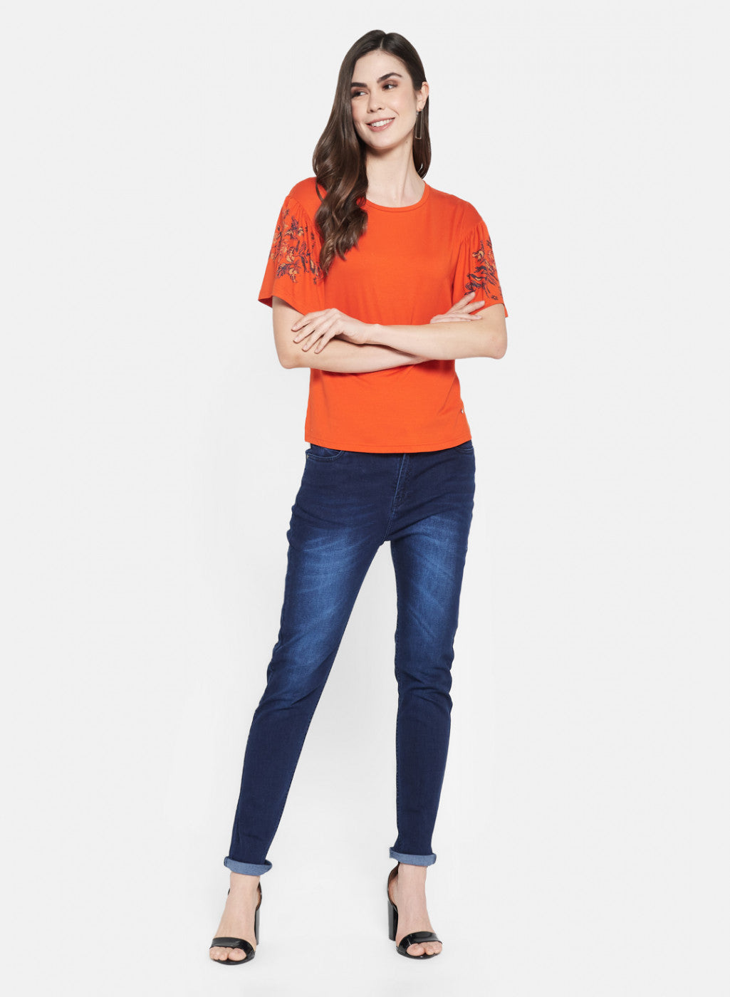 Womens Orange Plain Top