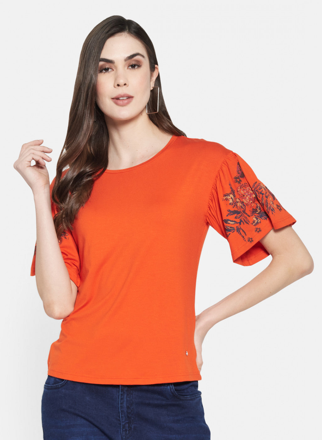 Womens Orange Plain Top