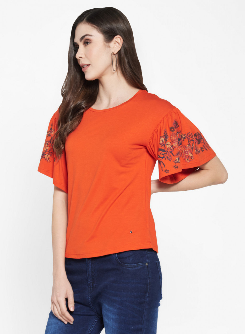 Womens Orange Plain Top