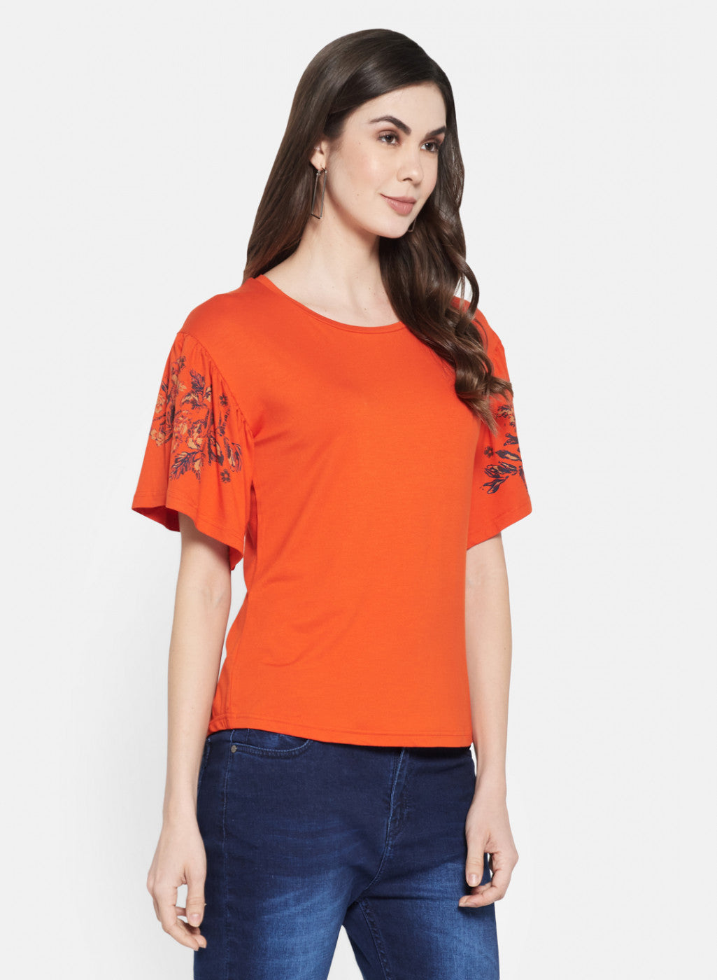 Womens Orange Plain Top