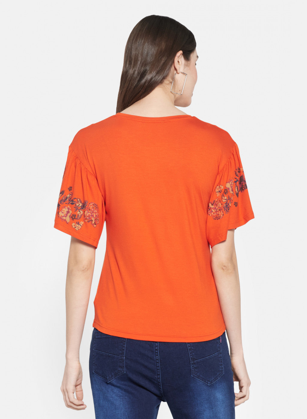 Womens Orange Plain Top