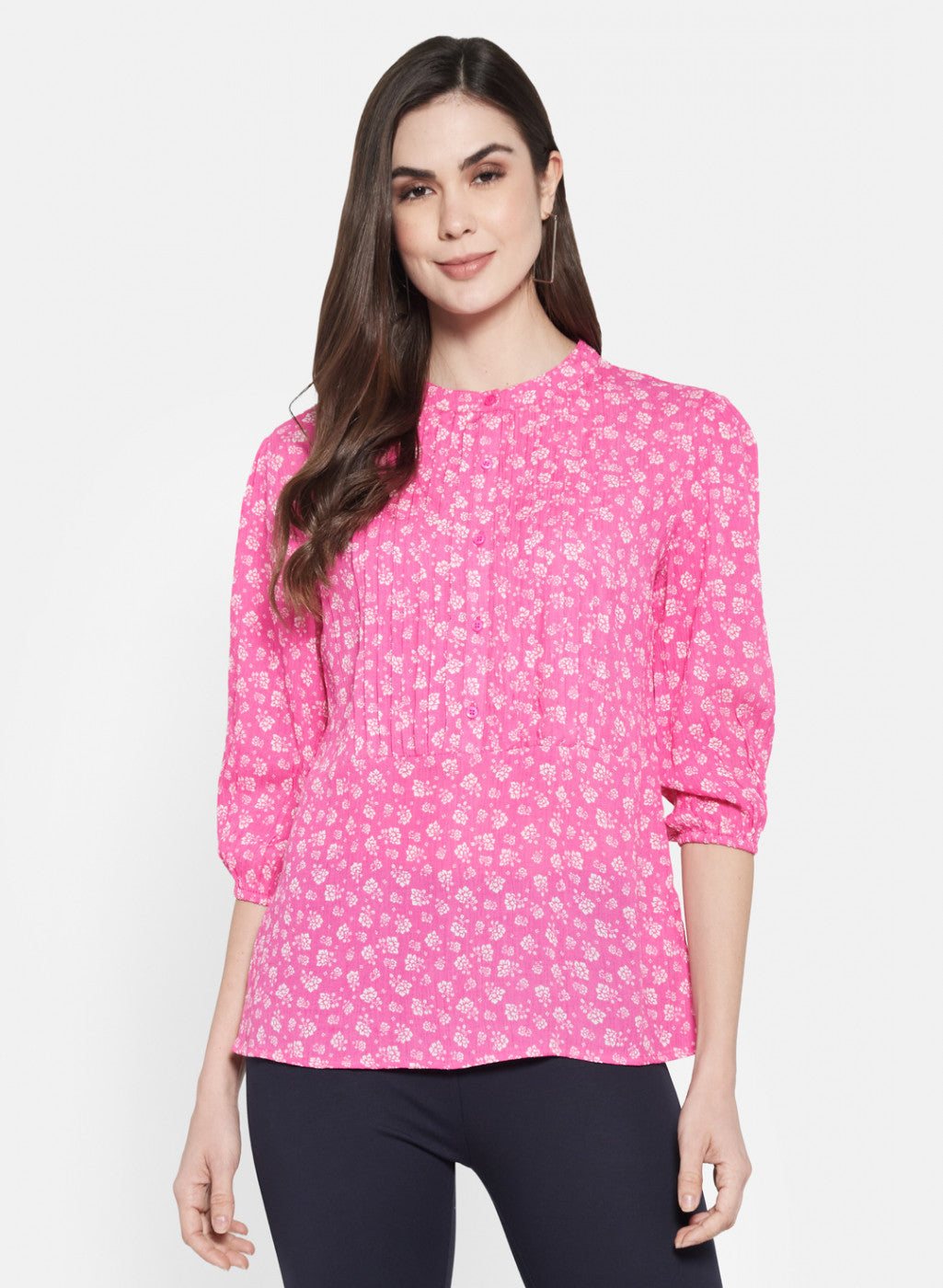 Womens Pink Printed Top