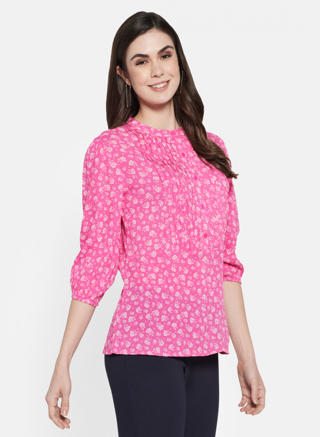 Womens Pink Printed Top