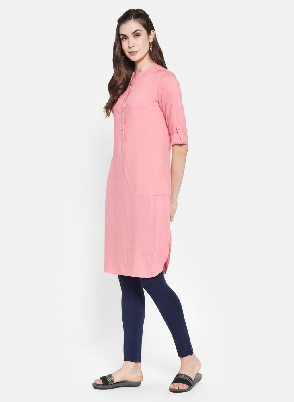 Womens Pink Plain Tunic