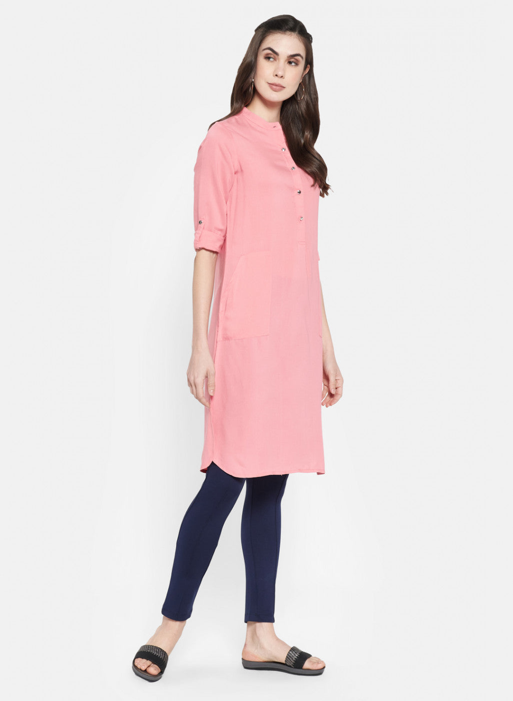 Womens Pink Plain Tunic