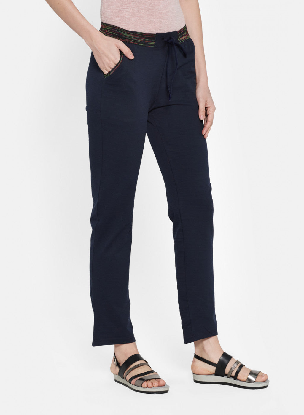 Womens Navy Blue Plain Lower