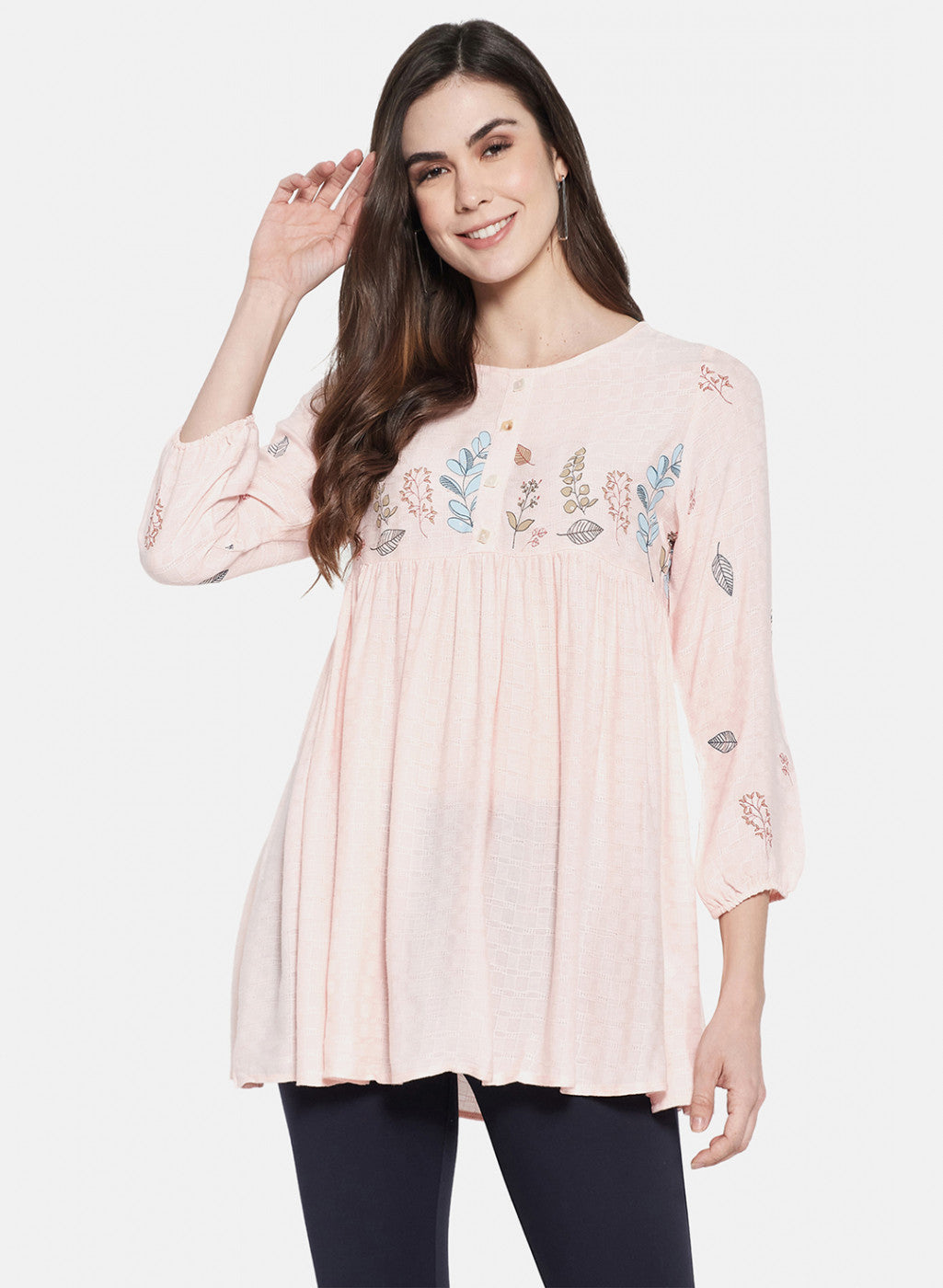 Womens Peach Printed Top