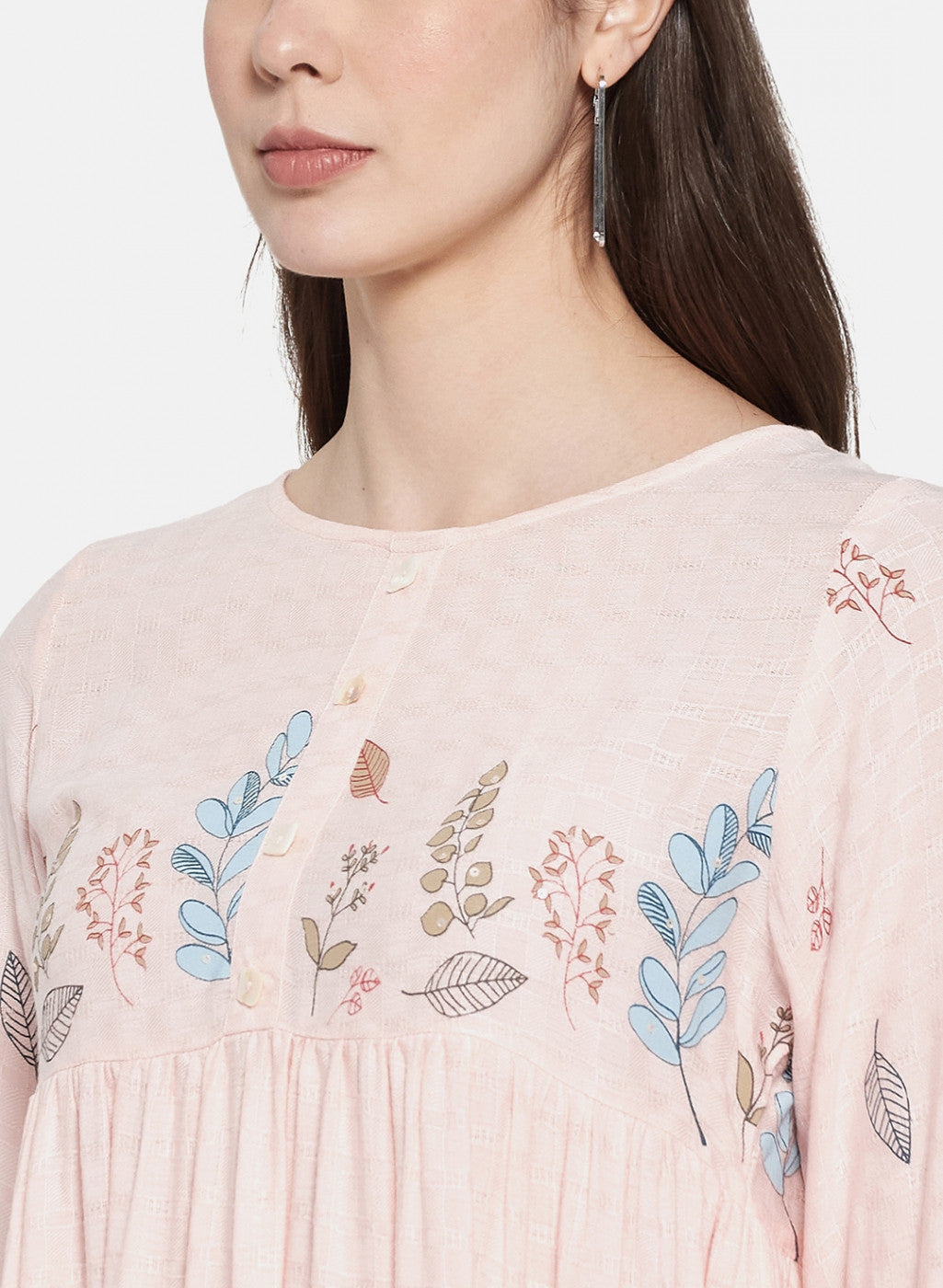 Womens Peach Printed Top