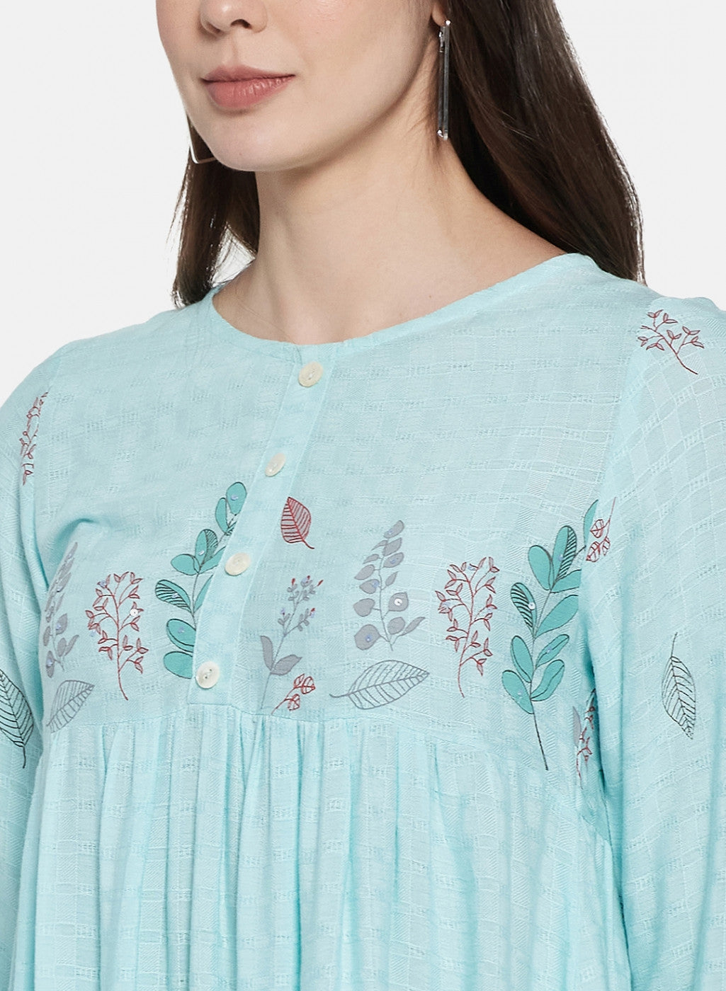 Womens Blue Printed Top