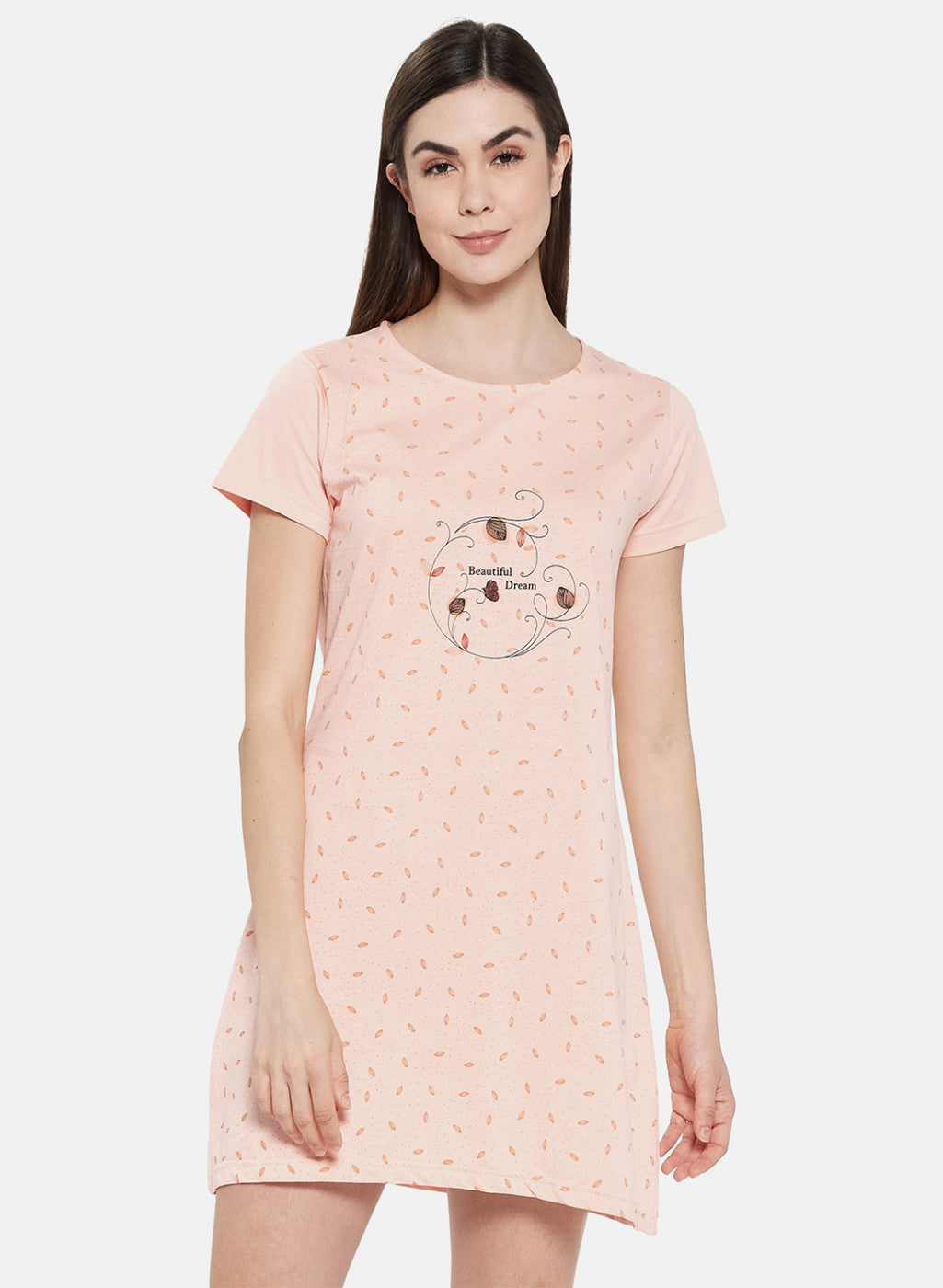 Womens Peach Printed Top