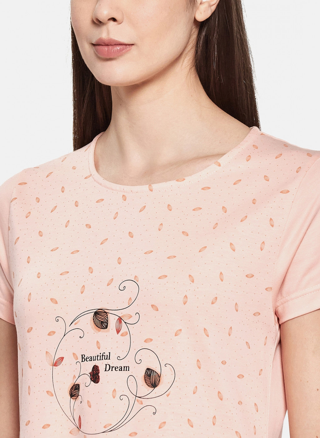 Womens Peach Printed Top