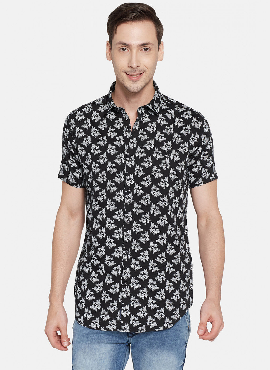 Mens Black Printed Shirt