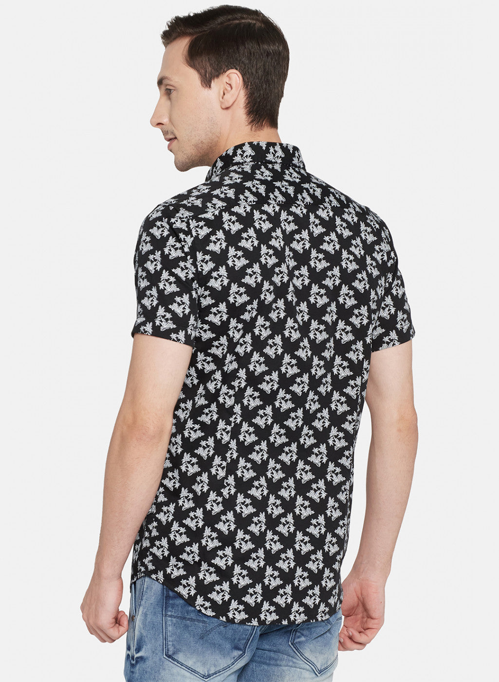 Mens Black Printed Shirt