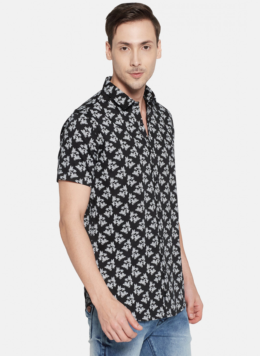 Mens Black Printed Shirt