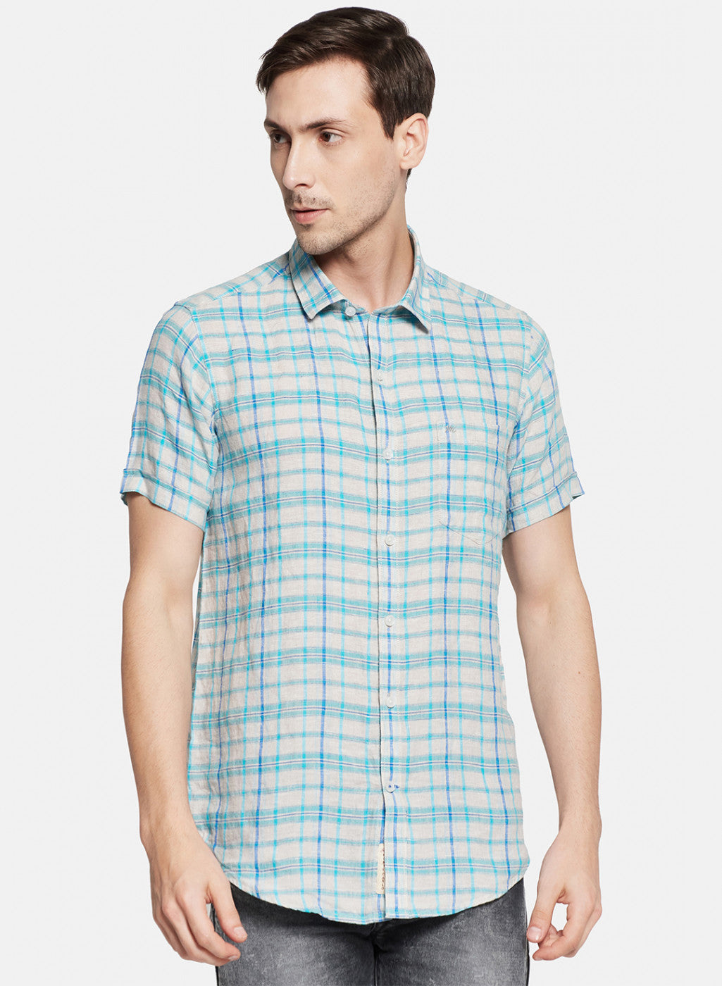 Mens Blue Check Shirt