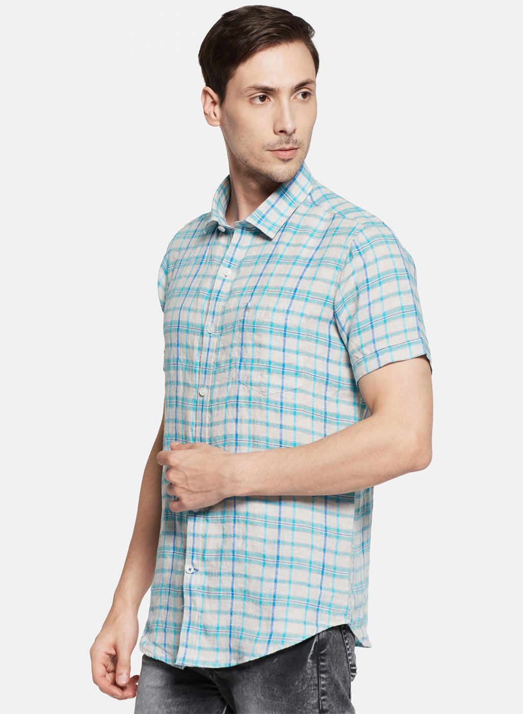 Mens Blue Check Shirt