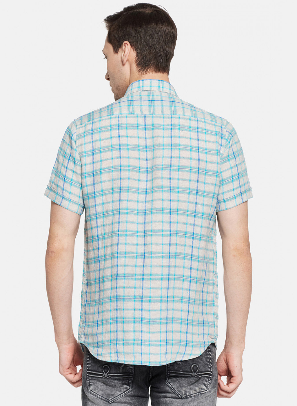 Mens Blue Check Shirt