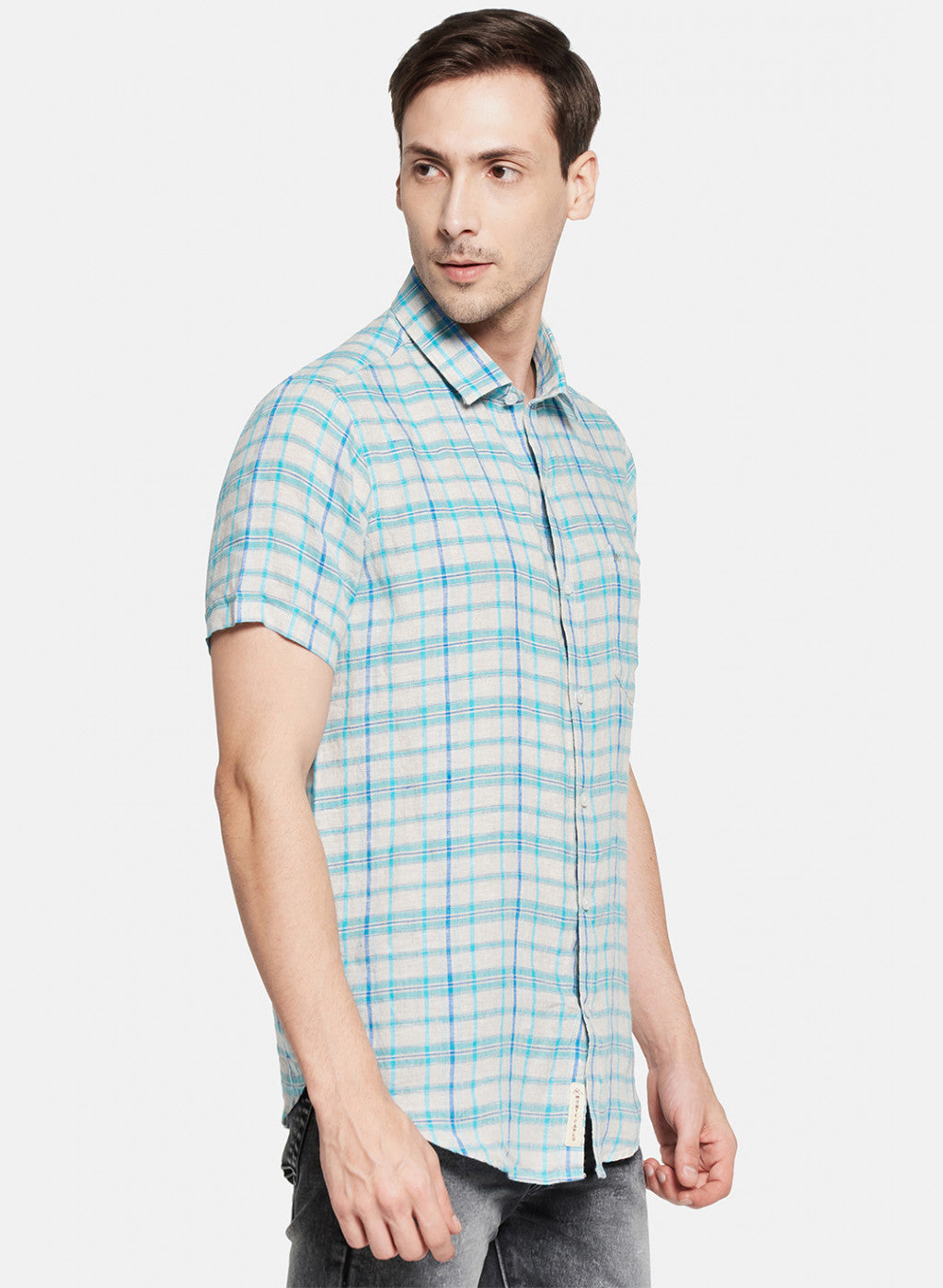 Mens Blue Check Shirt